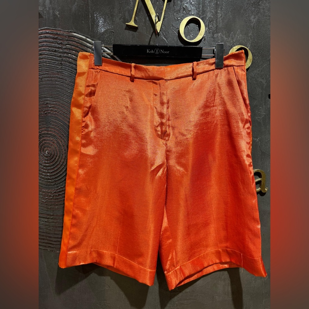 Source Unknown Vibrant Orange Satin Bermudas Appr… - image 1